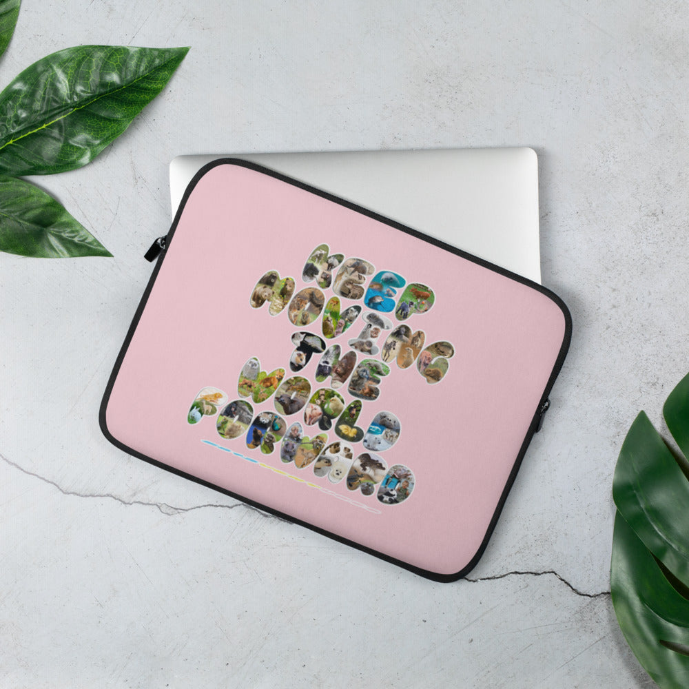 Baby Animals Keep Moving The World Forward In Pink on Laptop Sleeve