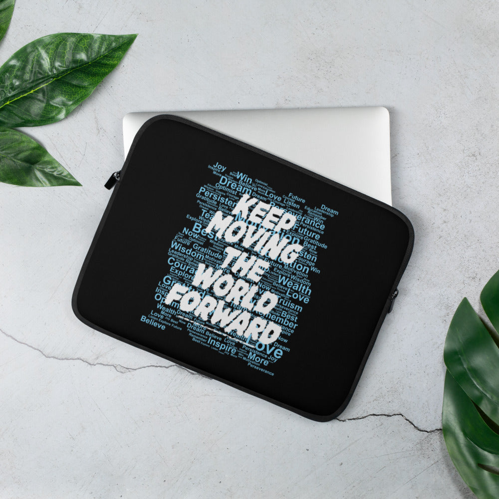 Word Clouds To Keep Moving The World Forward Through Black And Blue on Laptop Sleeve