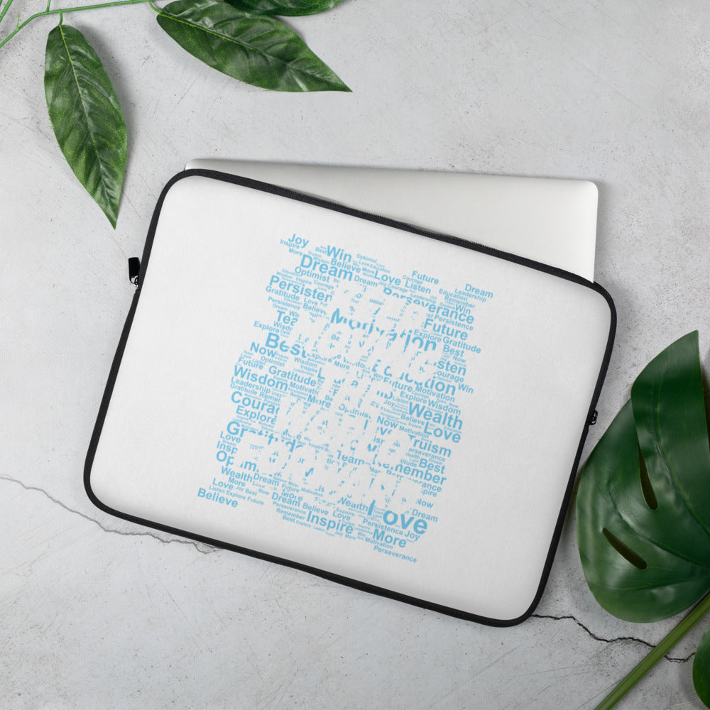 Word Clouds To Keep Moving The World Forward Through Blue Word Sky on Laptop Sleeve