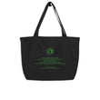 Binary Instructions To Keep Moving The World Forward With Vitruvian Earth In Green on Large Organic Tote Bag