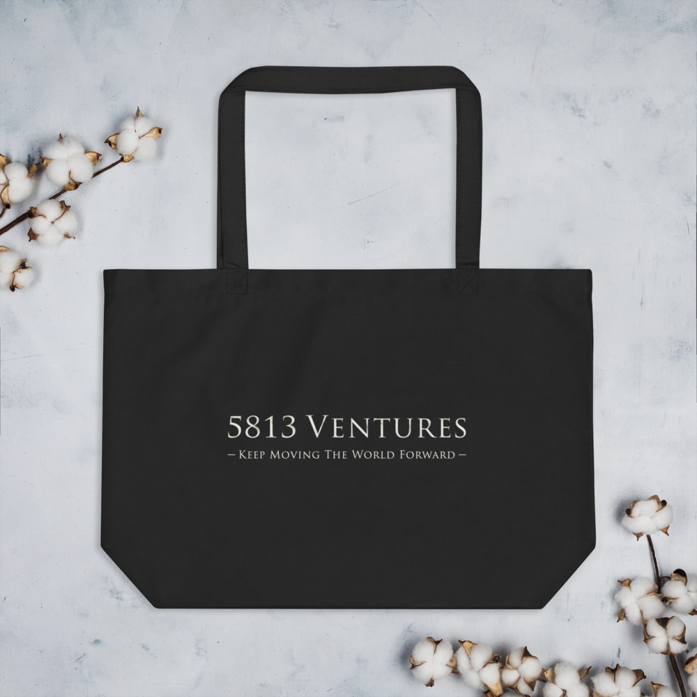 5813 Ventures Logo In Pearl on Large Organic Tote Bag