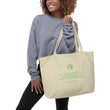 Binary Instructions To Keep Moving The World Forward With Vitruvian Earth In Green on Large Organic Tote Bag