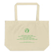 Binary Instructions To Keep Moving The World Forward With Vitruvian Earth In Green on Large Organic Tote Bag