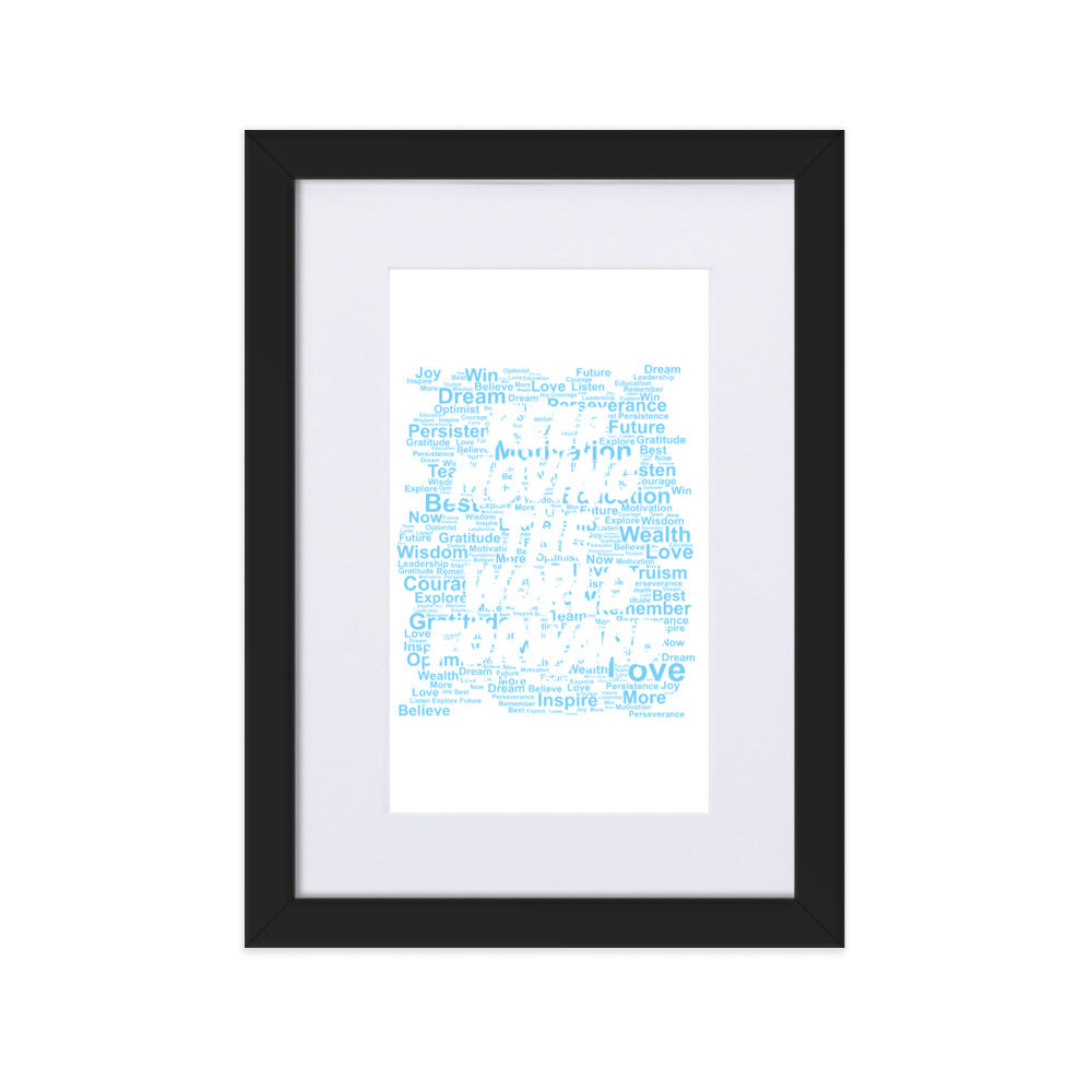 Word Clouds To Keep Moving The World Forward Through Blue Word Sky on Matte Paper Poster With Mat - Framed