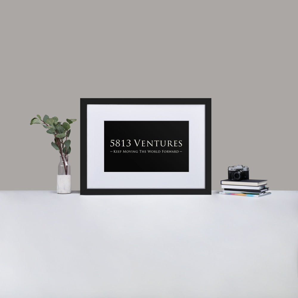 5813 Ventures Logo In Pearl on Matte Paper Poster With Mat - Framed