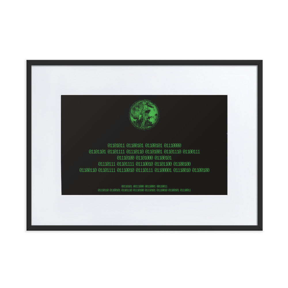 Binary Instructions To Keep Moving The World Forward With Venusian Earth In Green on Matte Paper Poster With Mat - Framed