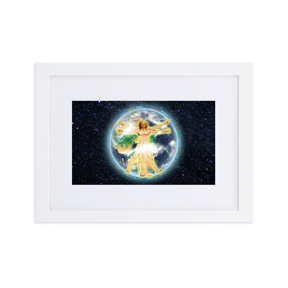 Vitruvian Earth on Matte Paper Poster With Mat - Framed