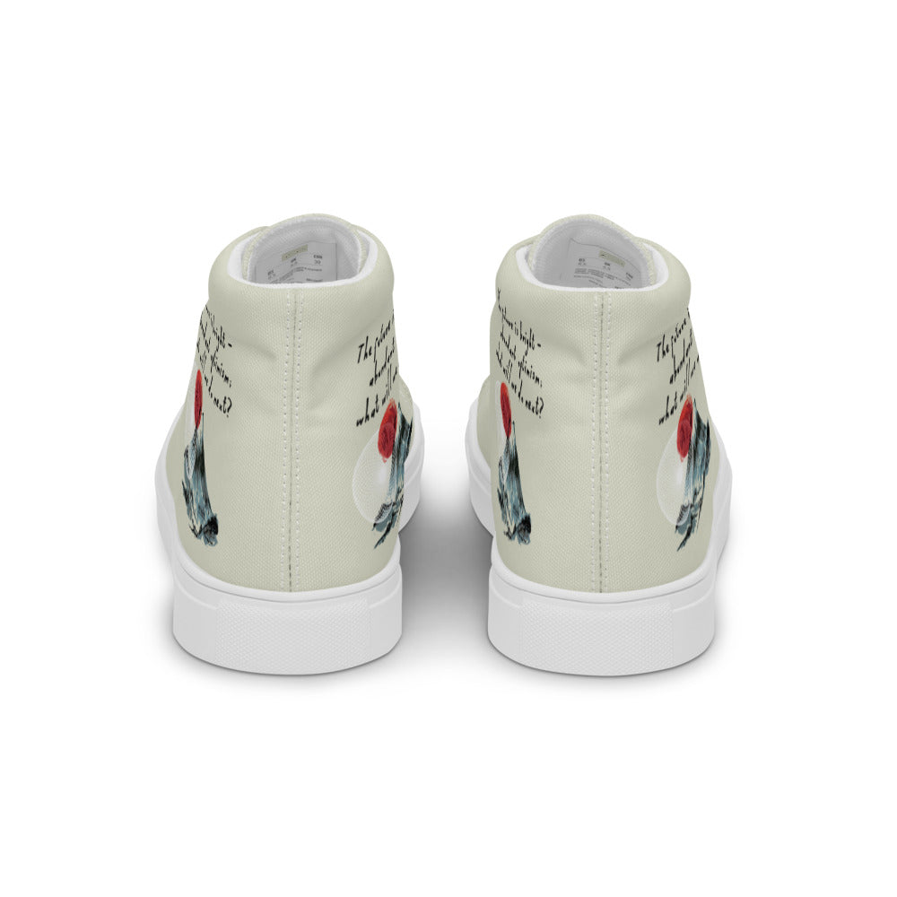 Future Is Bright Haiku With Mountain Sun on Men's High Top Canvas Shoes