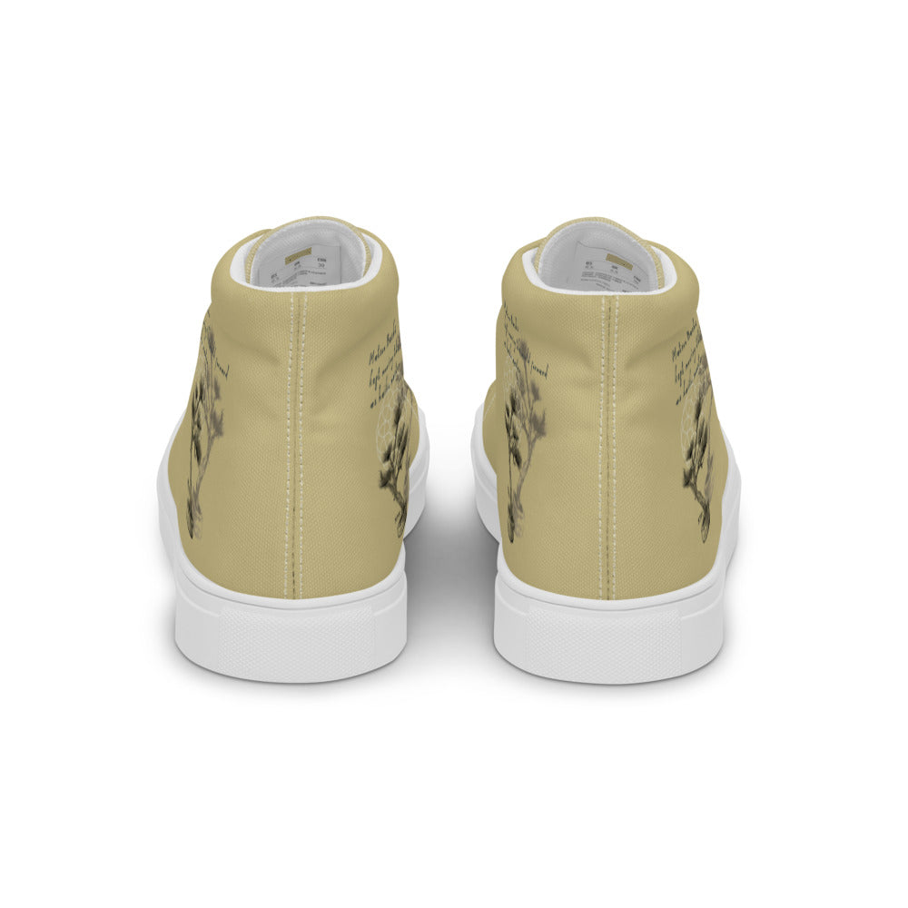 Matsuo Basho Haiku With Bonsai on Men's High Top Canvas Shoes