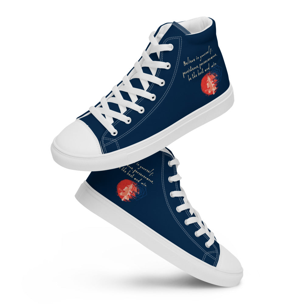 Believe To Win Haiku With Sun Tree on Men's High Top Canvas Shoes