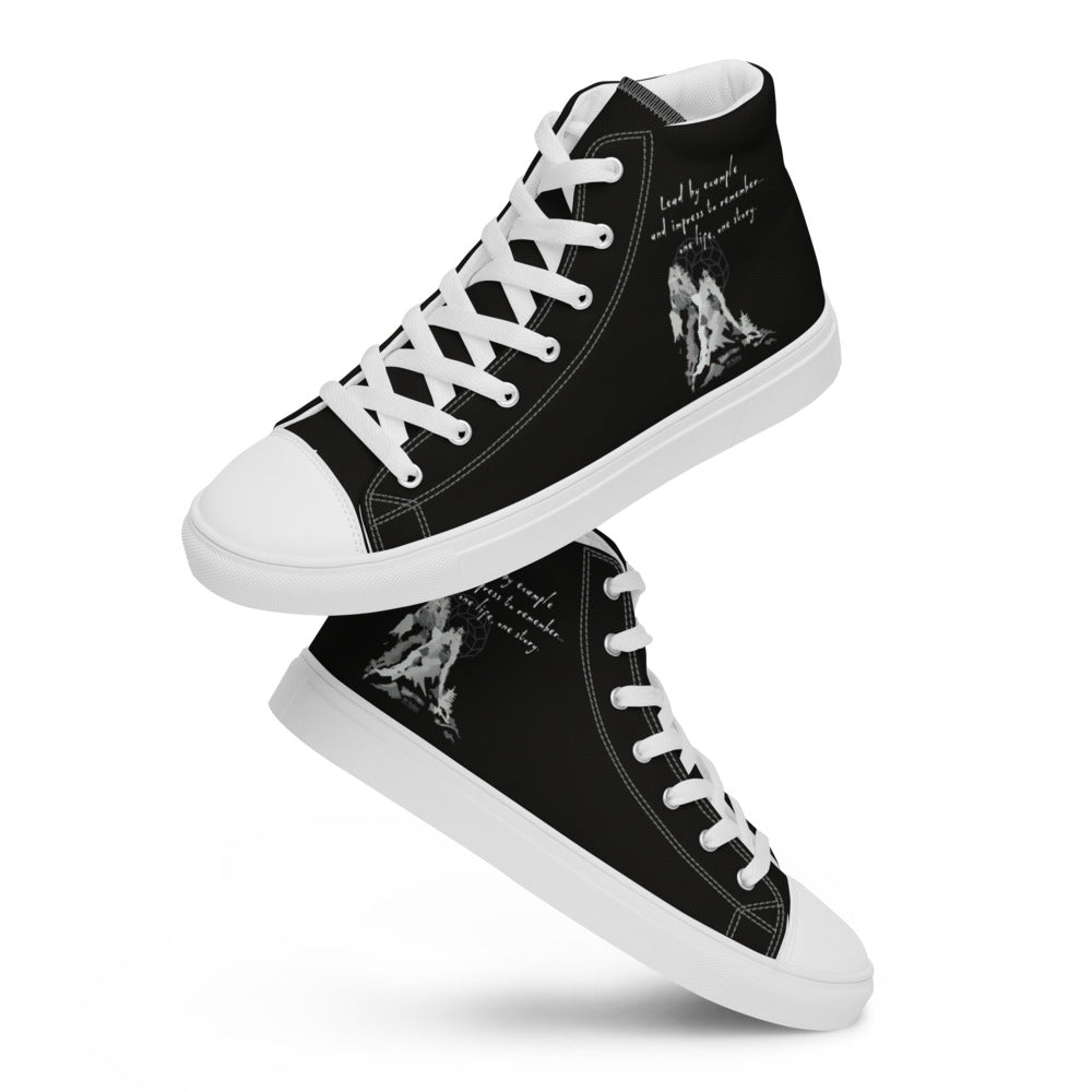 Lead By Example Haiku With Mountain Shrines on Men's High Top Canvas Shoes