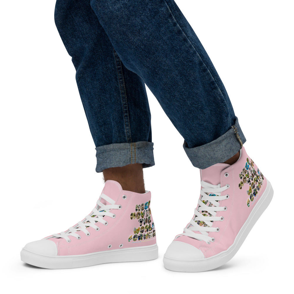 Baby Animals Keep Moving The World Forward In Pink on Men's High Top Canvas Shoes