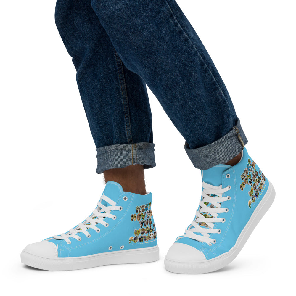 Baby Animals Keep Moving The World Forward In Blue on Men's High Top Canvas Shoes