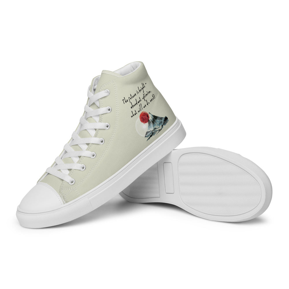 Future Is Bright Haiku With Mountain Sun on Men's High Top Canvas Shoes