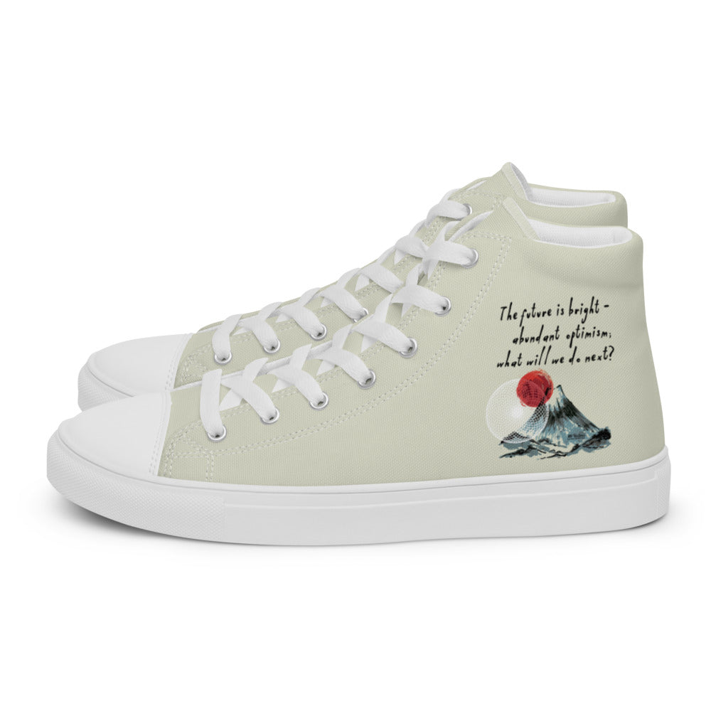 Future Is Bright Haiku With Mountain Sun on Men's High Top Canvas Shoes