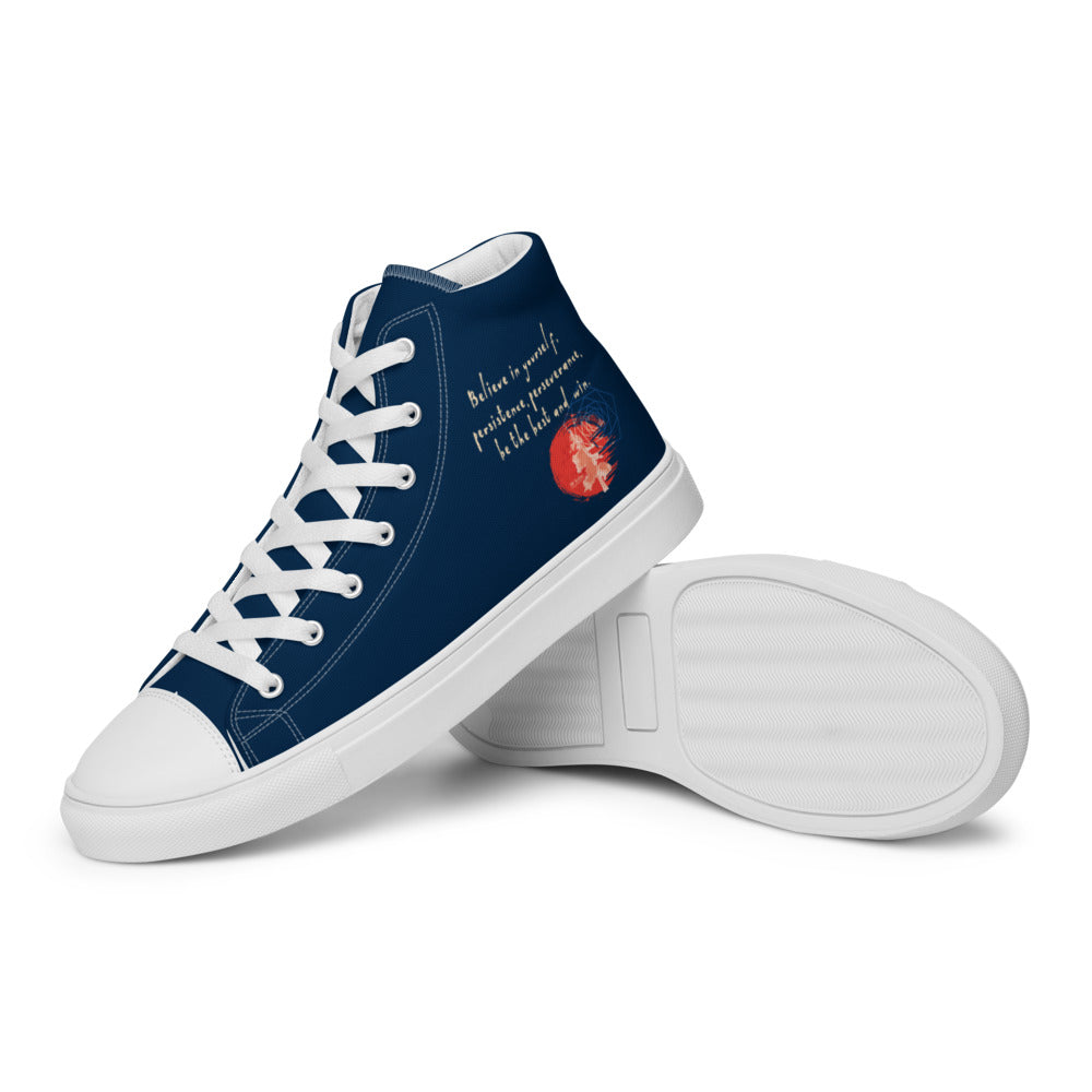 Believe To Win Haiku With Sun Tree on Men's High Top Canvas Shoes