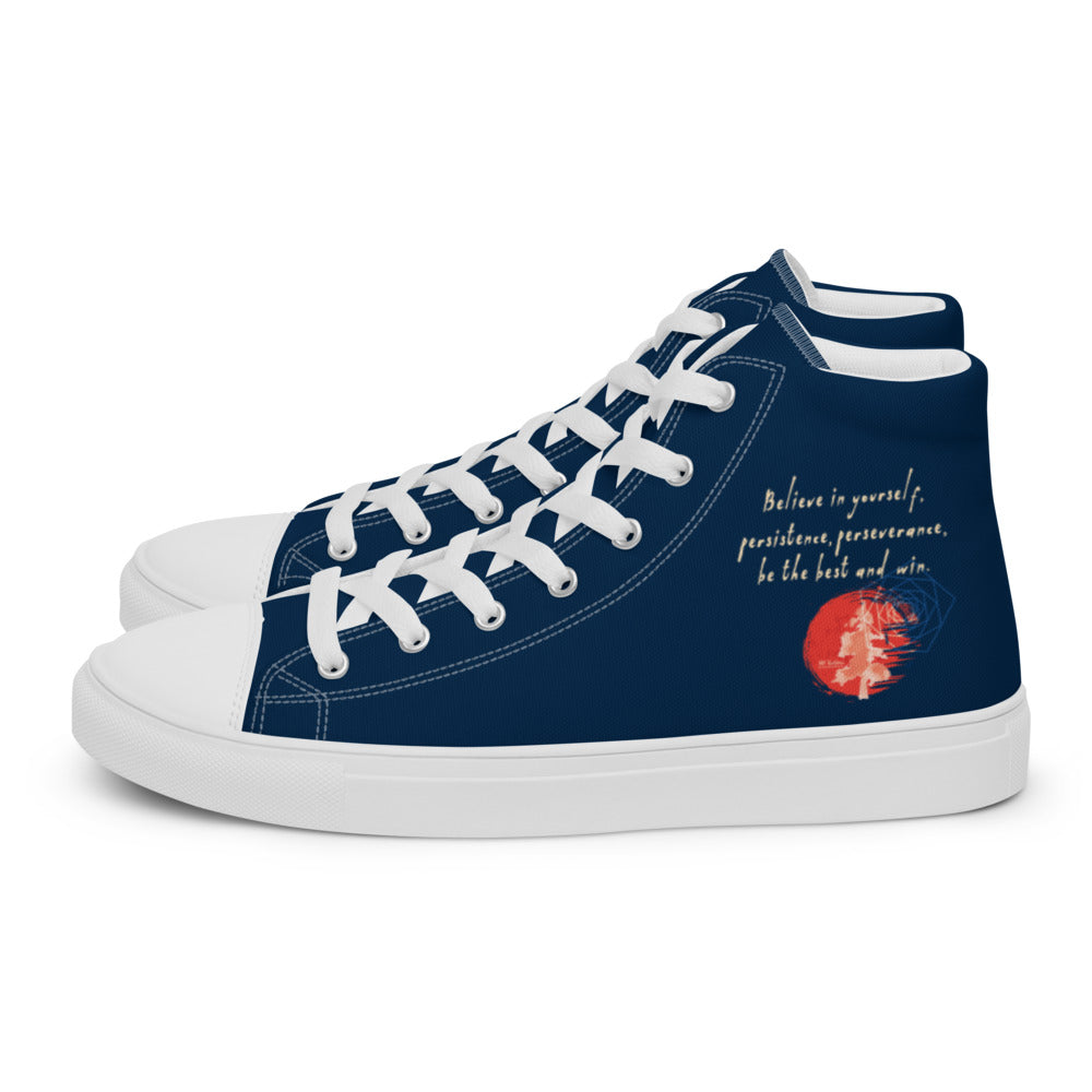 Believe To Win Haiku With Sun Tree on Men's High Top Canvas Shoes