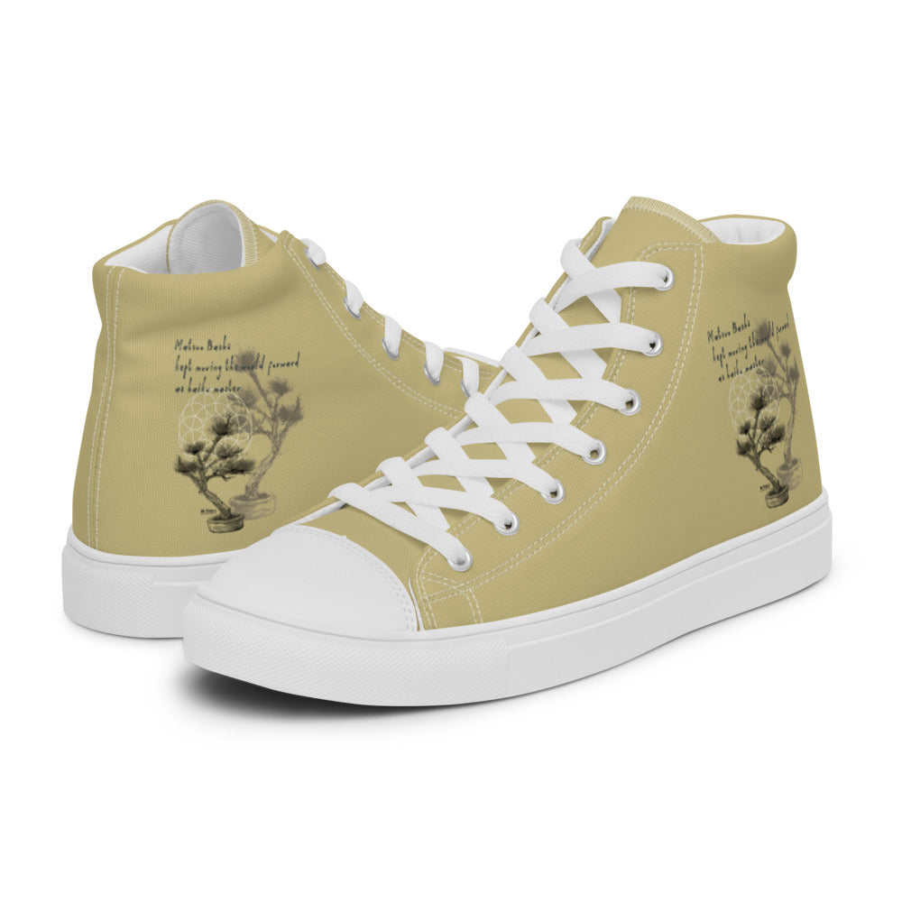 Matsuo Basho Haiku With Bonsai on Men's High Top Canvas Shoes