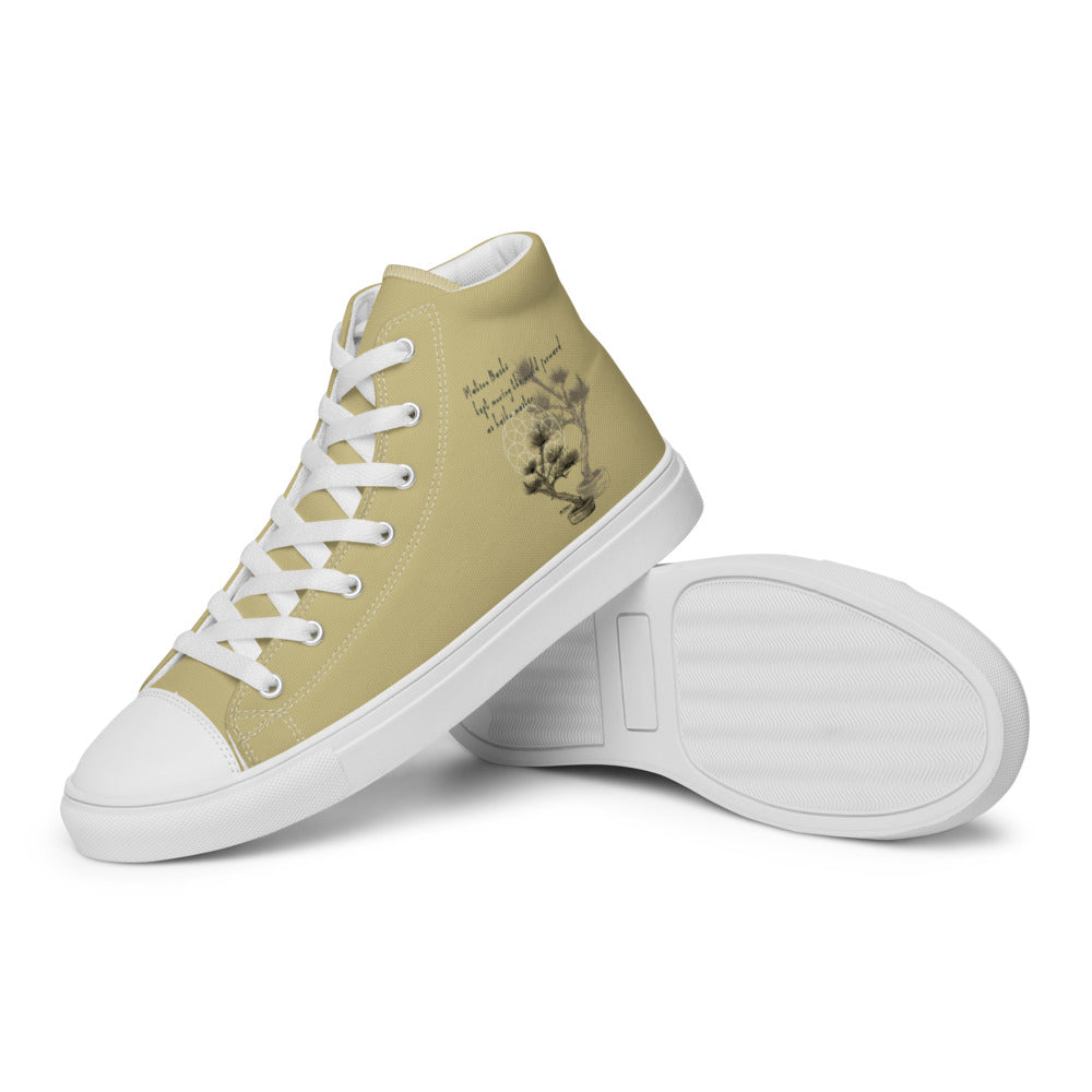 Matsuo Basho Haiku With Bonsai on Men's High Top Canvas Shoes