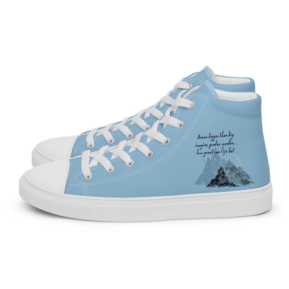 Dream Bigger Haiku With Mountains on Men's High Top Canvas Shoes