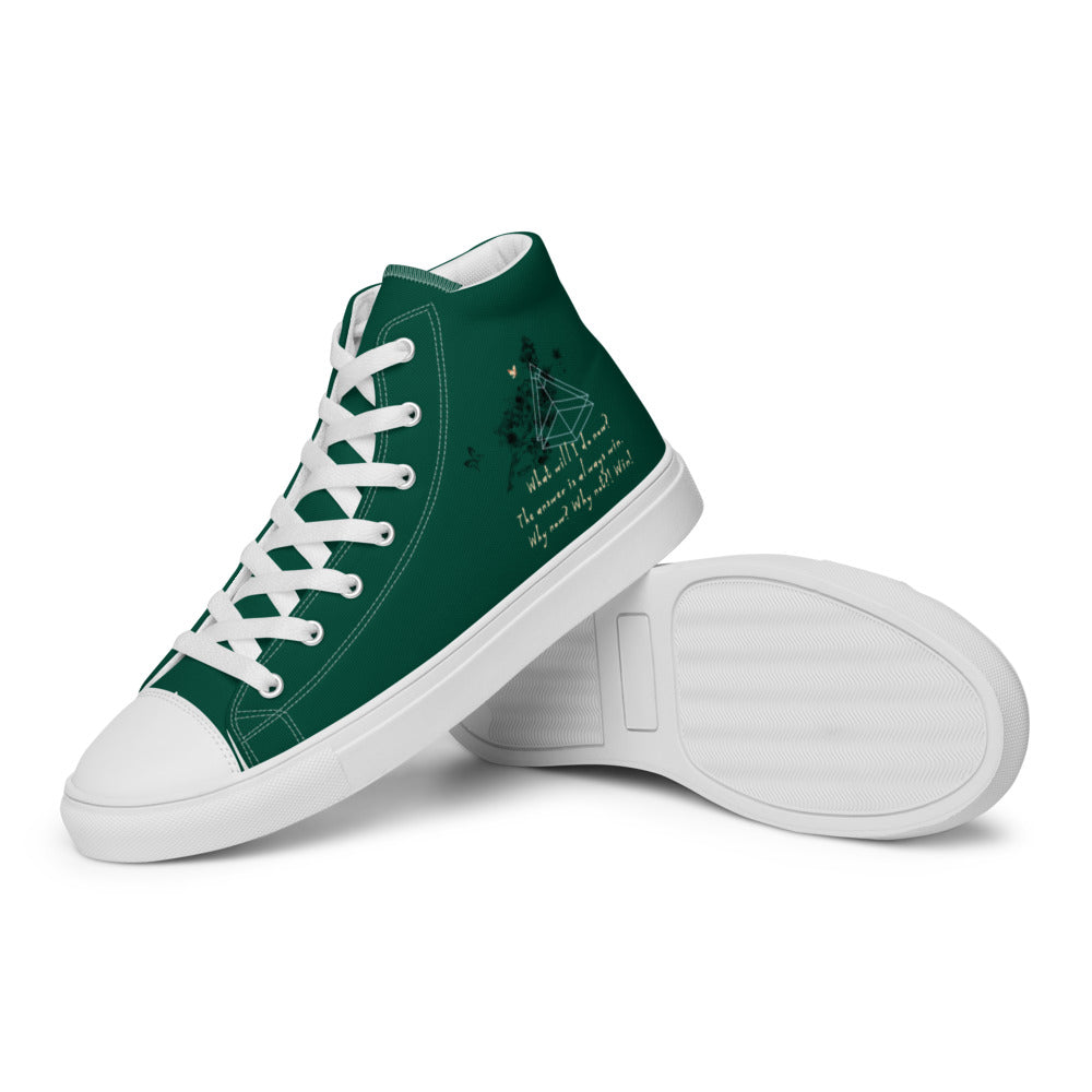 Always Win Now Haiku With Butterfly on Men's High Top Canvas Shoes