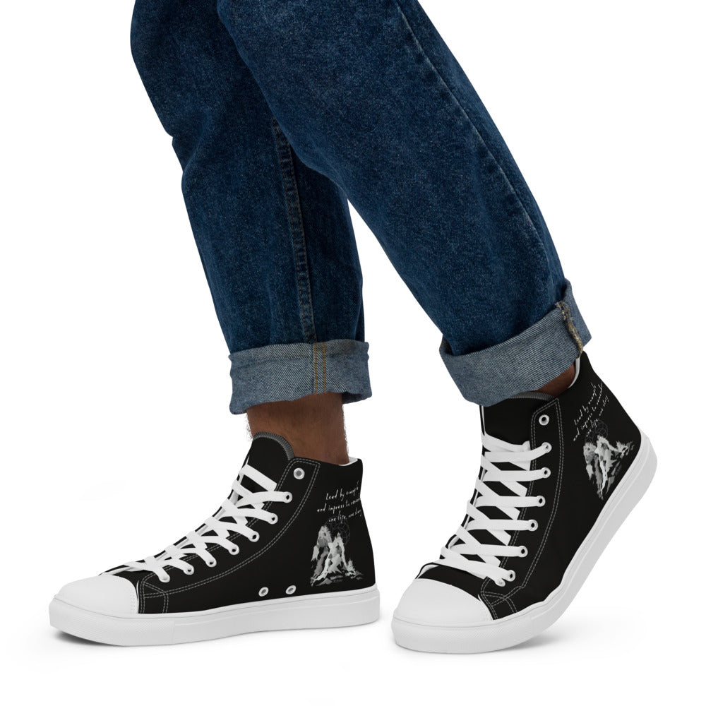 Lead By Example Haiku With Mountain Shrines on Men's High Top Canvas Shoes