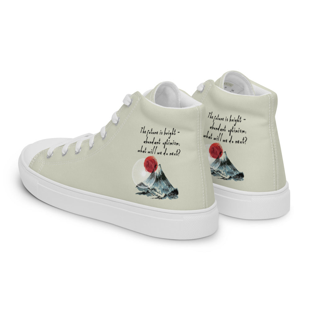 Future Is Bright Haiku With Mountain Sun on Men's High Top Canvas Shoes