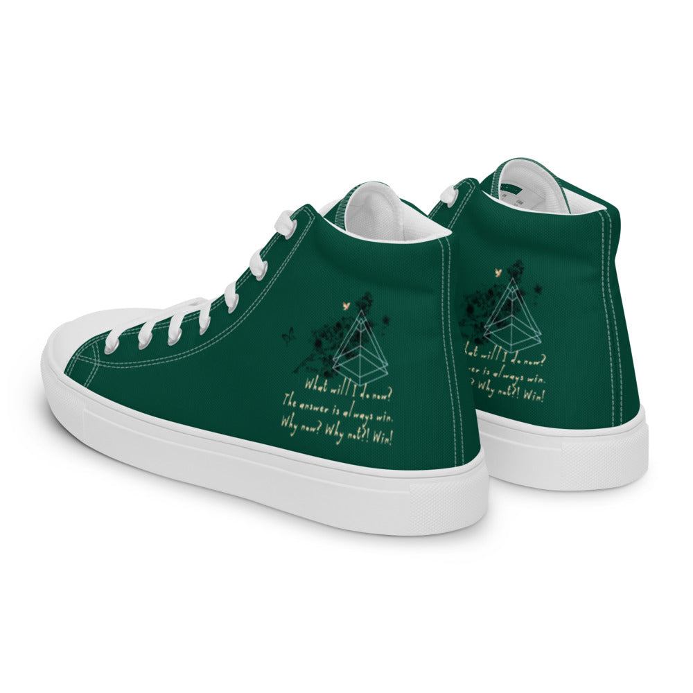 Always Win Now Haiku With Butterfly on Men's High Top Canvas Shoes