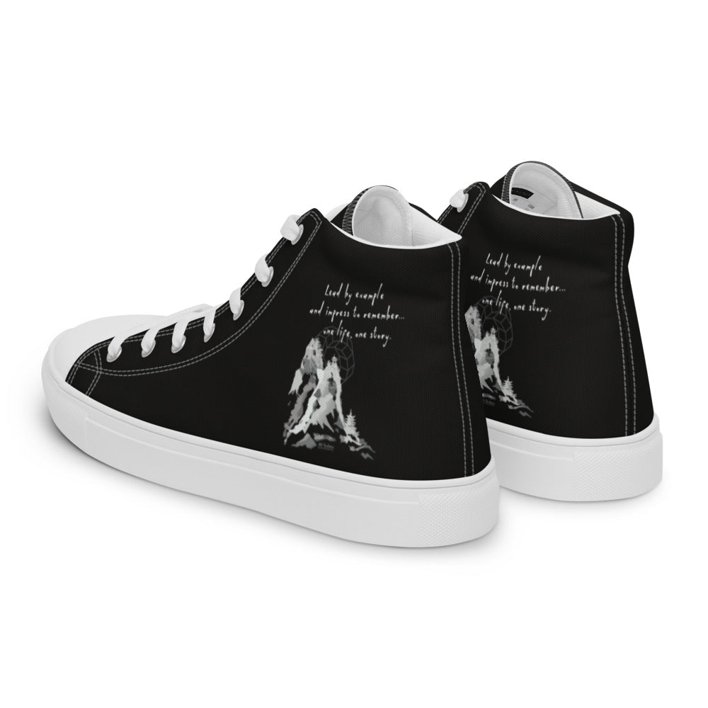 Lead By Example Haiku With Mountain Shrines on Men's High Top Canvas Shoes