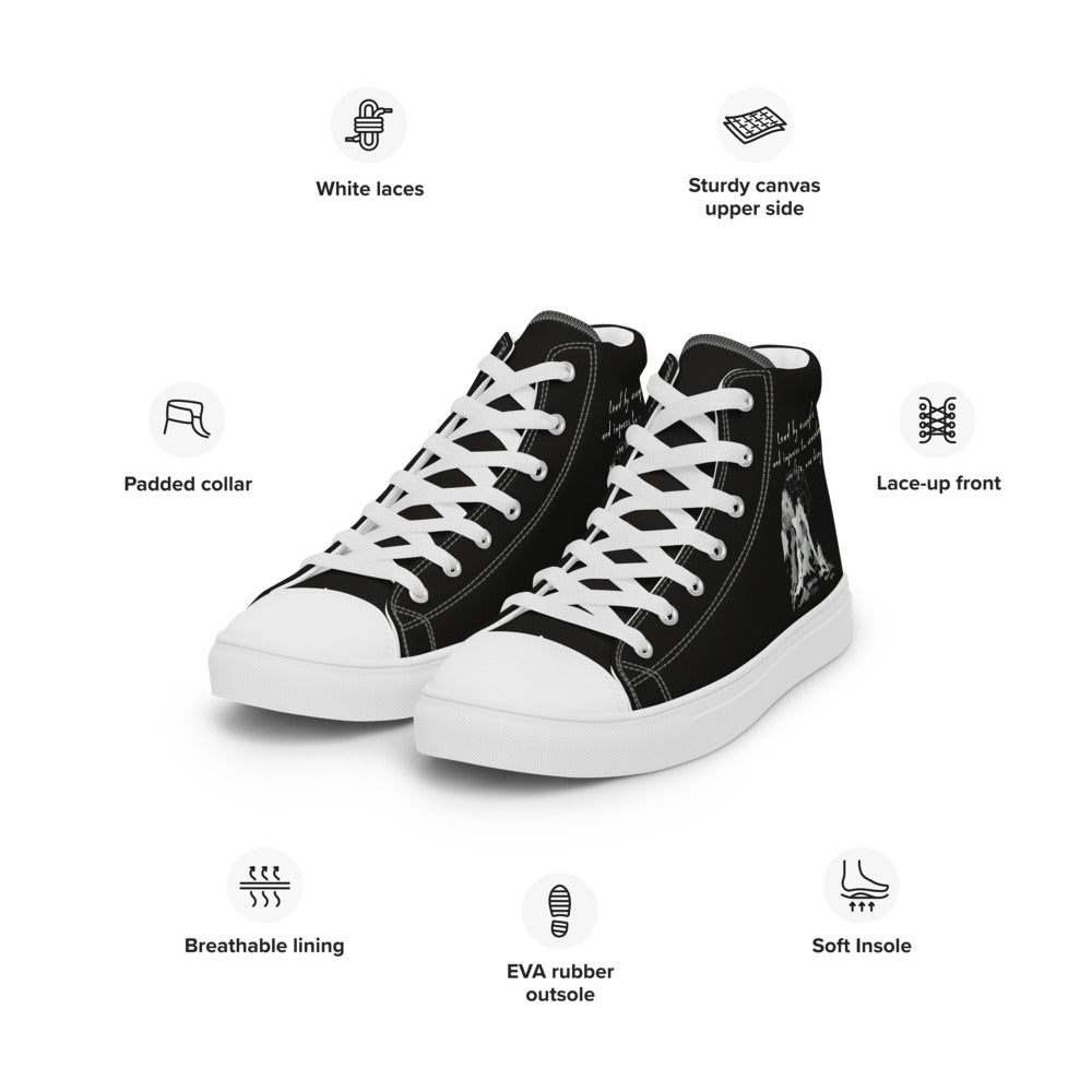 Lead By Example Haiku With Mountain Shrines on Men's High Top Canvas Shoes