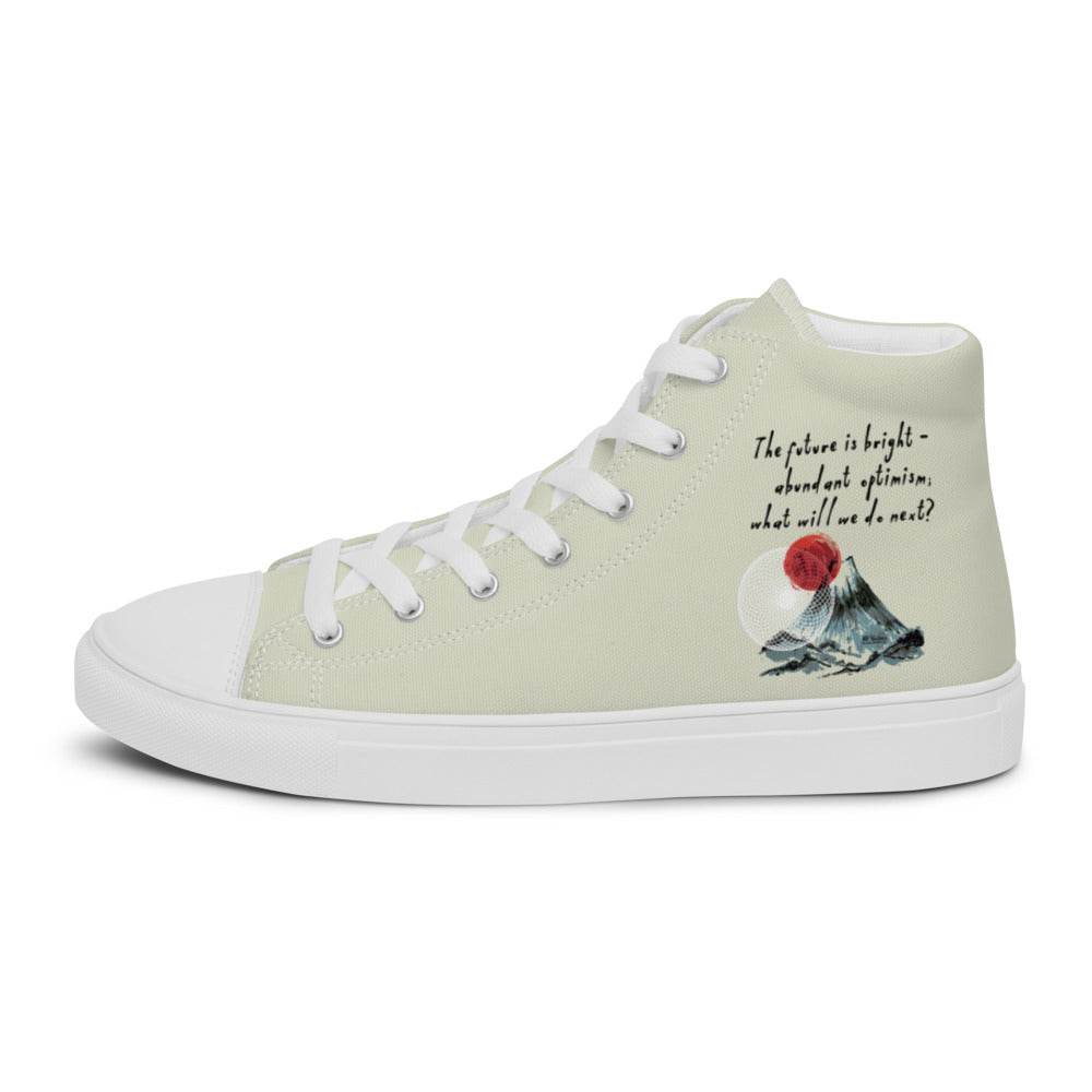 Future Is Bright Haiku With Mountain Sun on Men's High Top Canvas Shoes