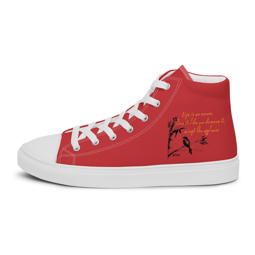 Life Is An Encore Haiku With Wren on Men's High Top Canvas Shoes