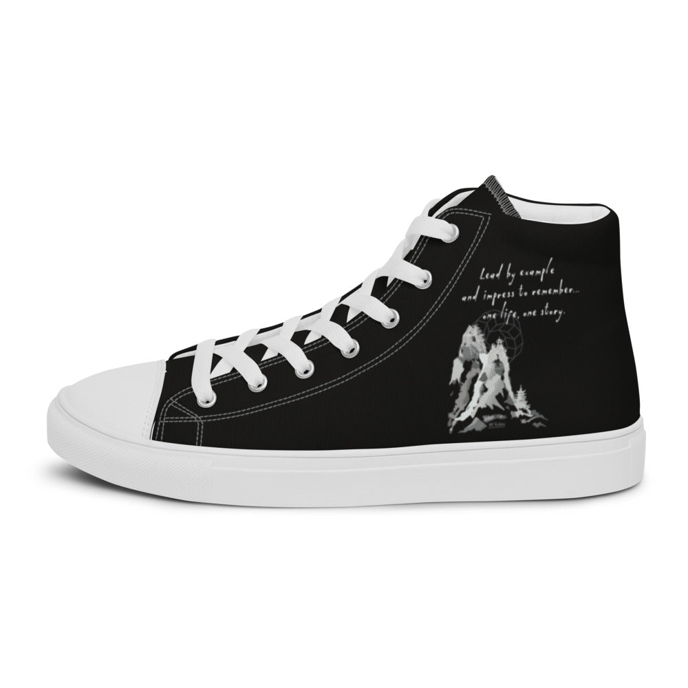 Lead By Example Haiku With Mountain Shrines on Men's High Top Canvas Shoes