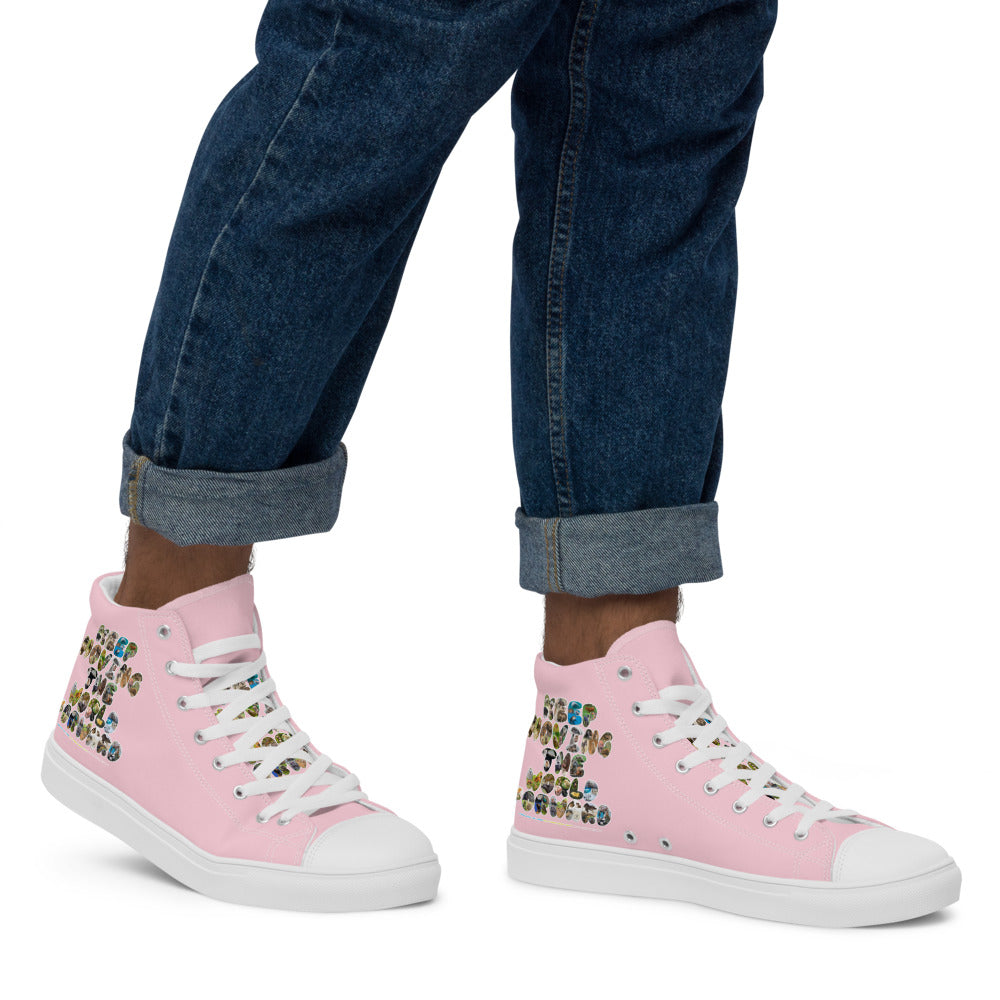 Baby Animals Keep Moving The World Forward In Pink on Men's High Top Canvas Shoes