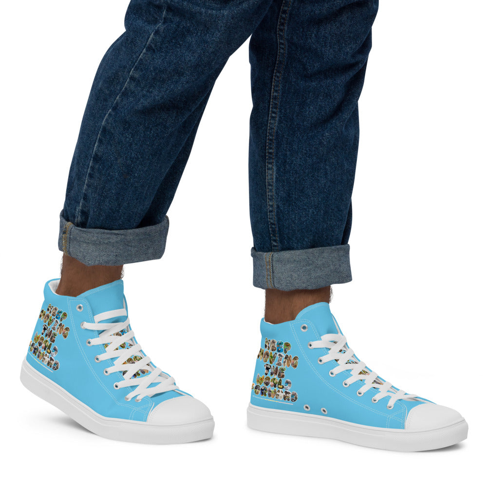 Baby Animals Keep Moving The World Forward In Blue on Men's High Top Canvas Shoes