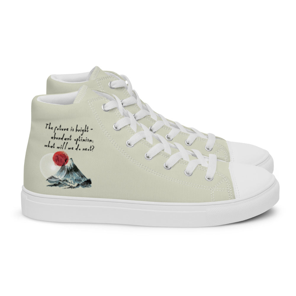 Future Is Bright Haiku With Mountain Sun on Men's High Top Canvas Shoes