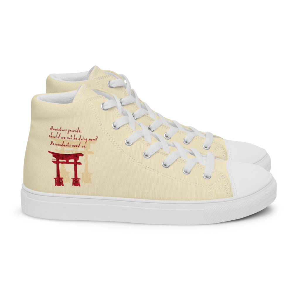 Descendants Need Ancestors Haiku With Pagoda on Men's High Top Canvas Shoes