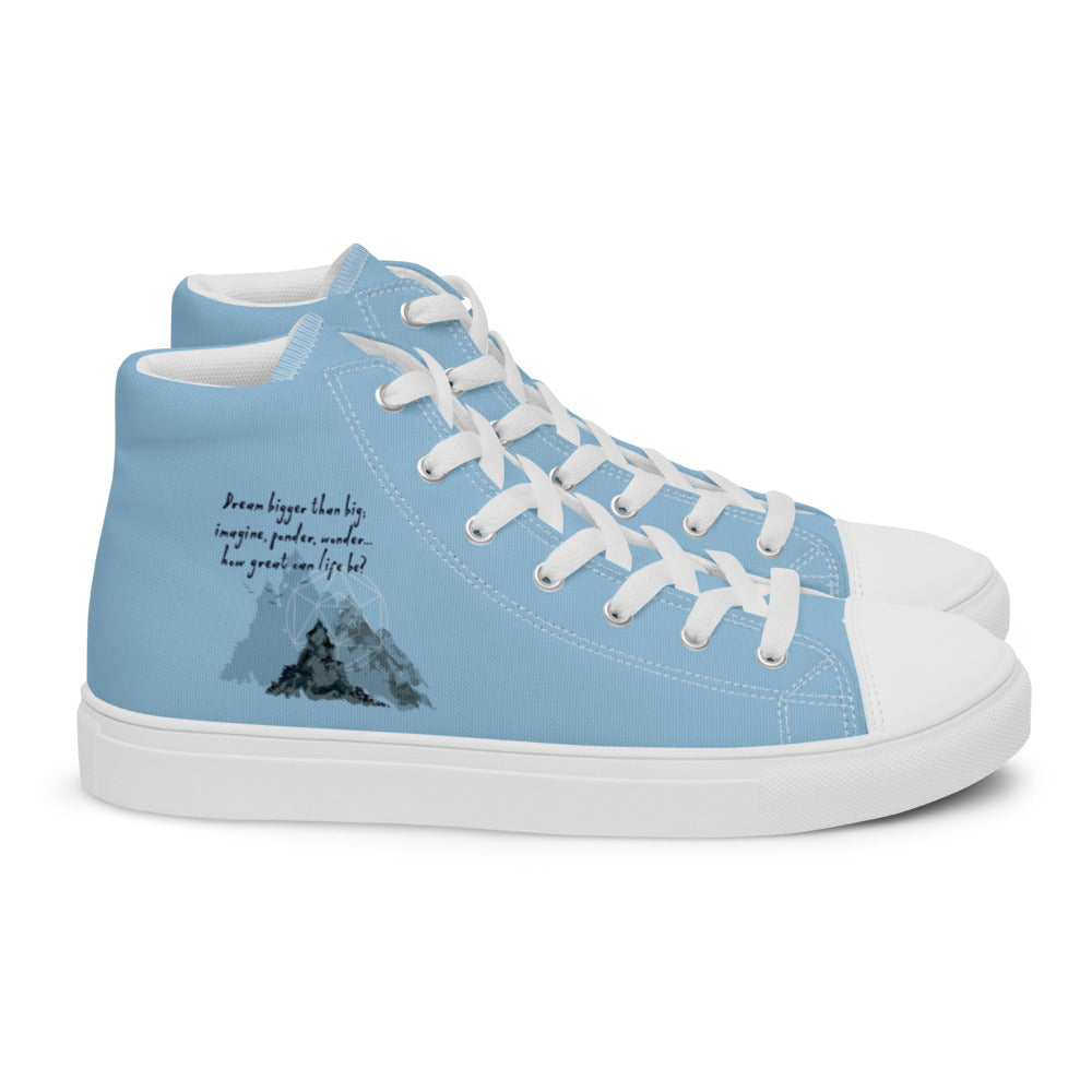 Dream Bigger Haiku With Mountains on Men's High Top Canvas Shoes