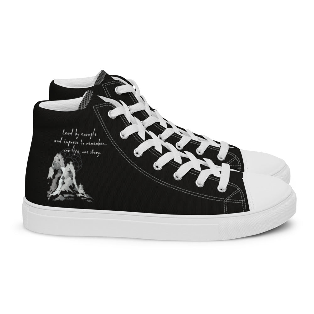 Lead By Example Haiku With Mountain Shrines on Men's High Top Canvas Shoes