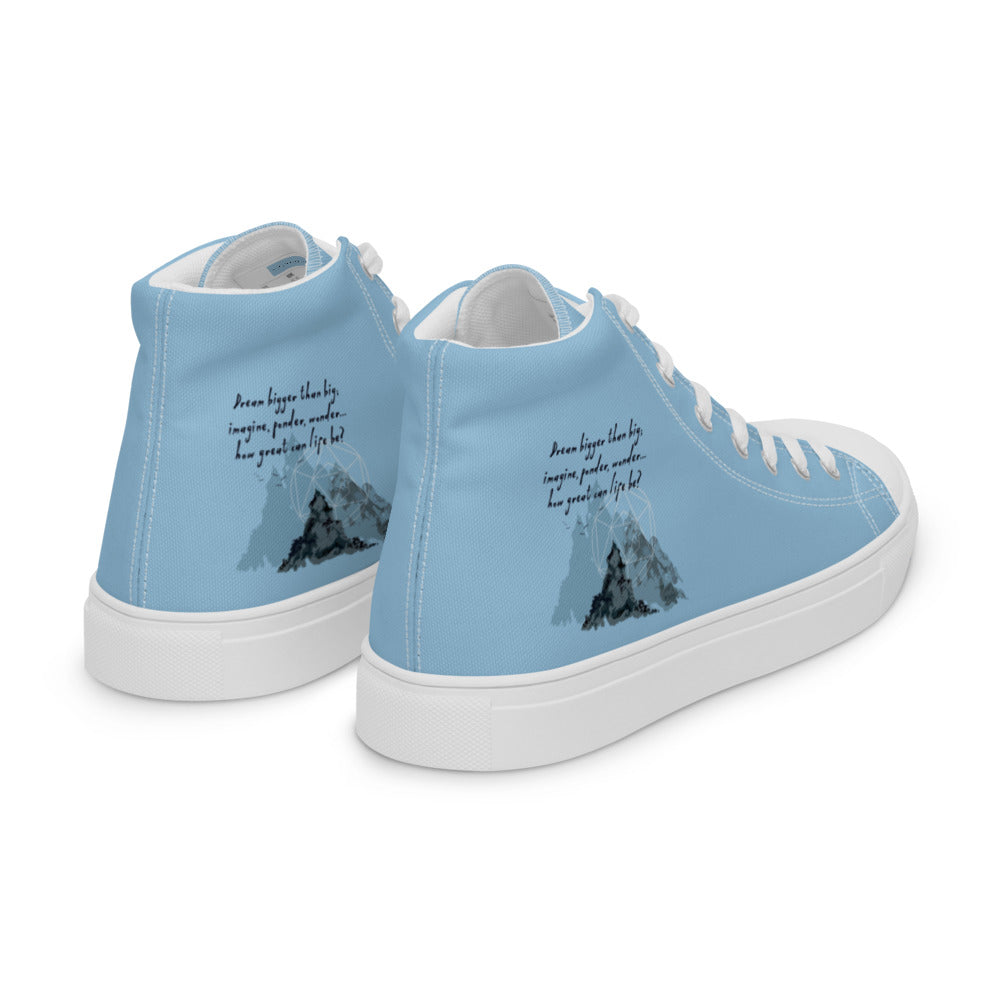 Dream Bigger Haiku With Mountains on Men's High Top Canvas Shoes