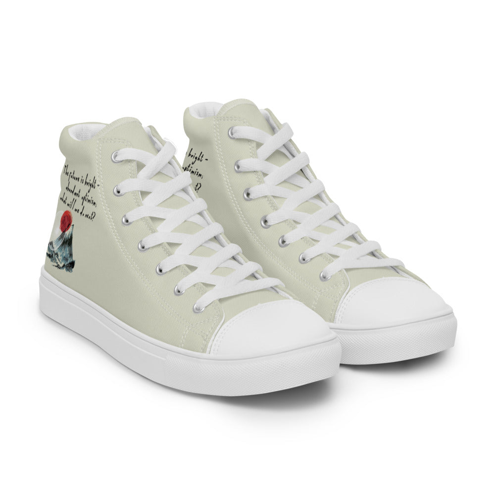 Future Is Bright Haiku With Mountain Sun on Men's High Top Canvas Shoes