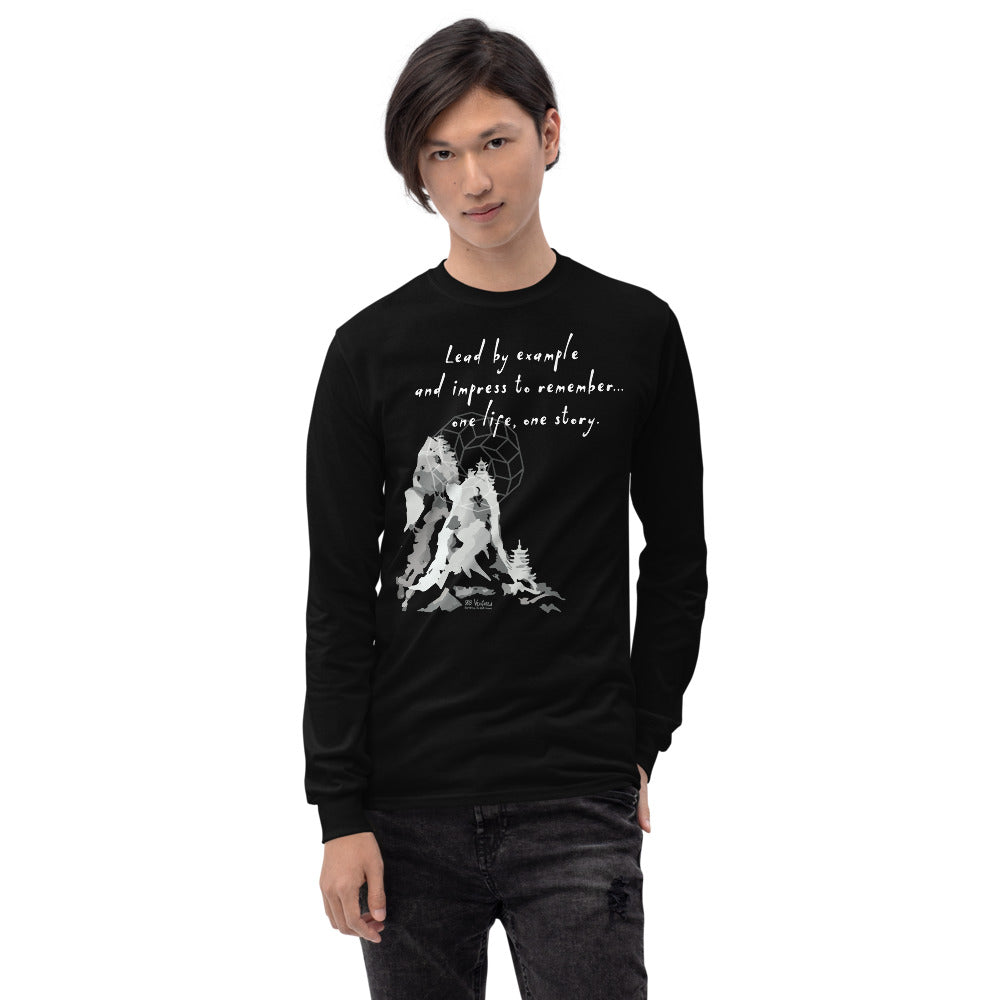 Lead By Example Haiku With Mountain Shrines on Men's Long Sleeve Shirt