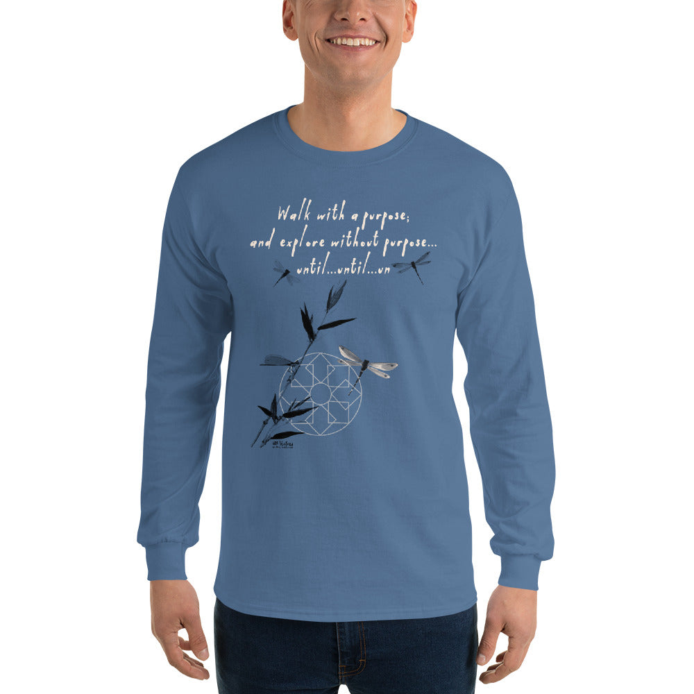 Walk With A Purpose Haiku With Dragonfly on Men's Long Sleeve Shirt