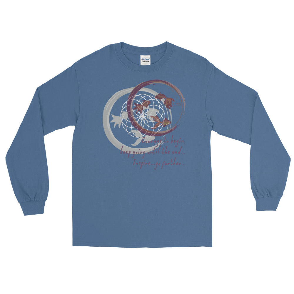 Courage To Begin Haiku With Fish on Men's Long Sleeve Shirt