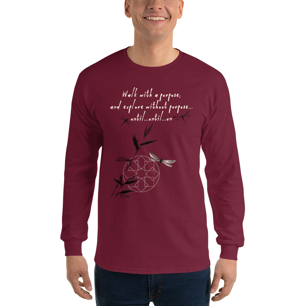 Walk With A Purpose Haiku With Dragonfly on Men's Long Sleeve Shirt