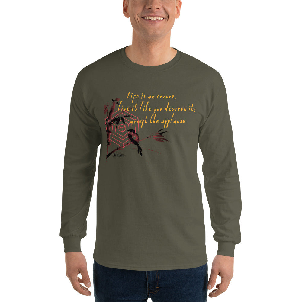 Life Is An Encore Haiku With Wren on Men's Long Sleeve Shirt