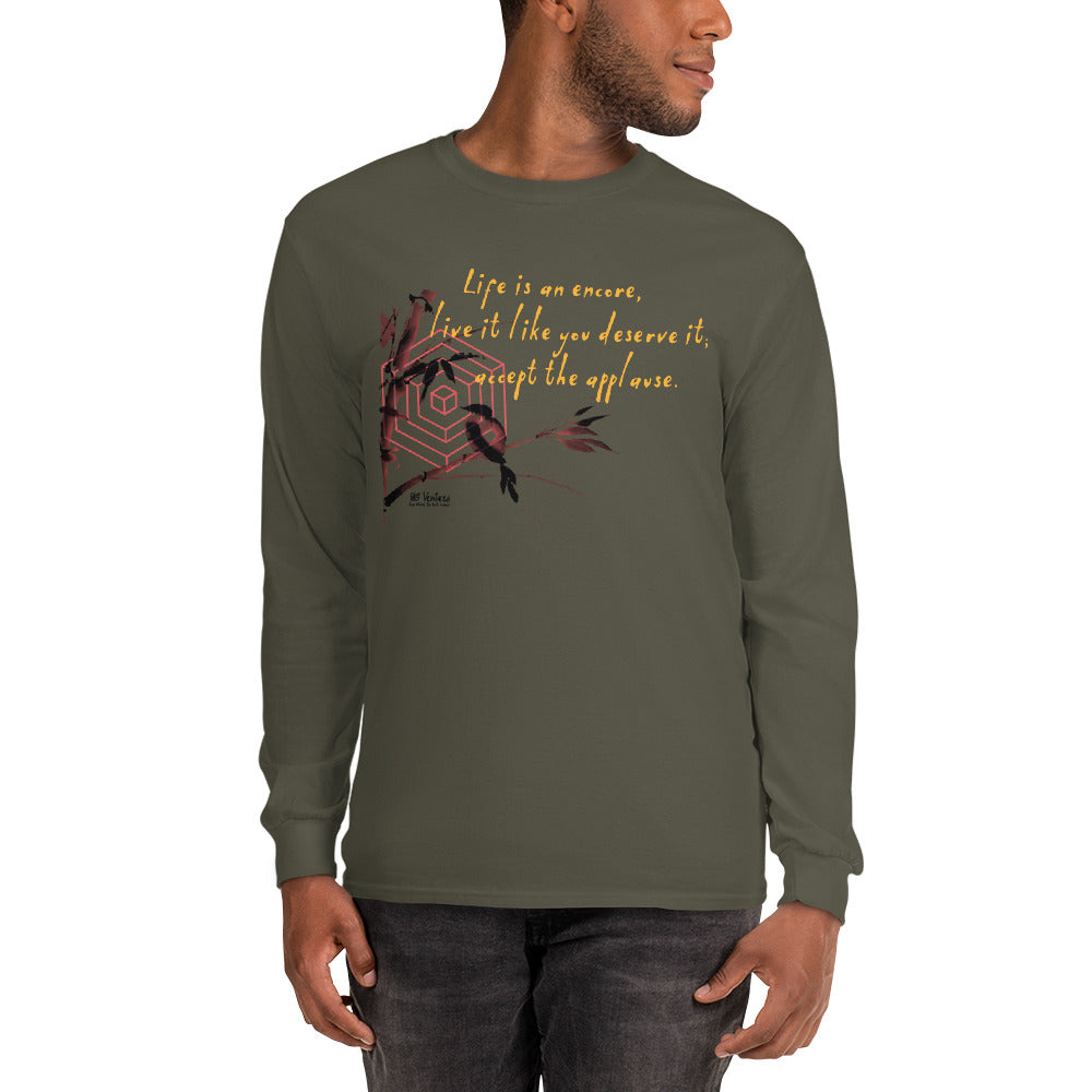 Life Is An Encore Haiku With Wren on Men's Long Sleeve Shirt