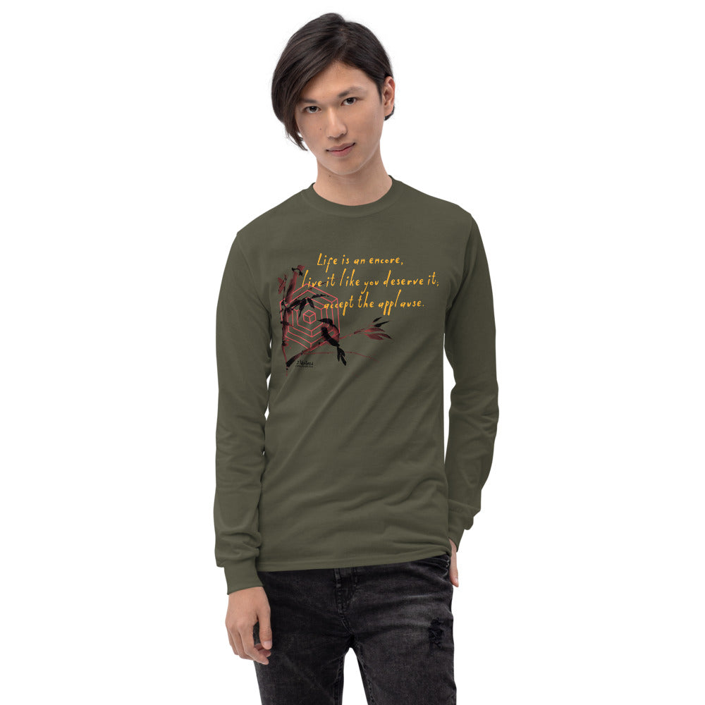 Life Is An Encore Haiku With Wren on Men's Long Sleeve Shirt