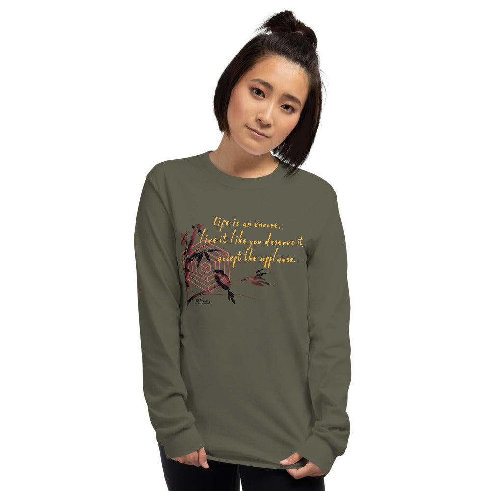 Life Is An Encore Haiku With Wren on Men's Long Sleeve Shirt