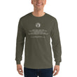 Binary Instructions To Keep Moving The World Forward With Vitruvian Earth In White on Men's Long Sleeve Shirt